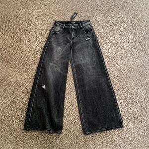 Dolls Kill Current Mood Sinful Attitude Wide-Leg Jeans, Dark Gray Size M NWT